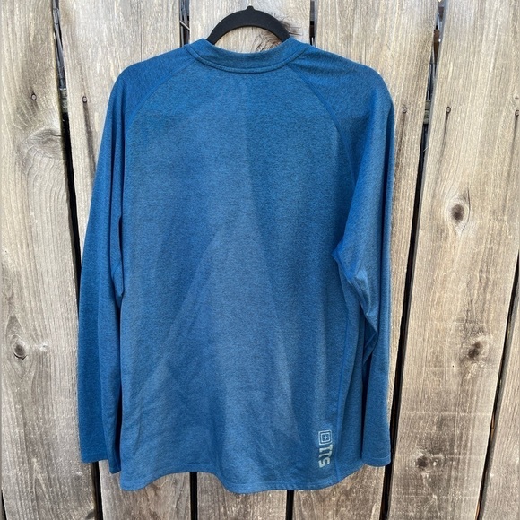 Men's 5.11 Tactical Shirt Blue Solid LS L Rash Guard Active Breath Gym Surf Pool - Picture 5 of 10